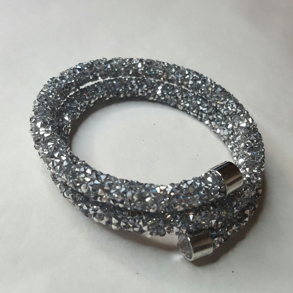 Silver Crystal Double Wrap Bracelet - Picture 2 of 4